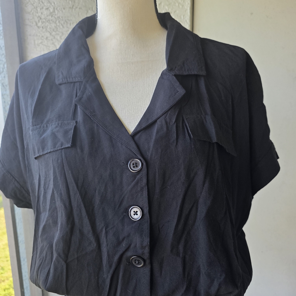 Black Button-Up Women's Top